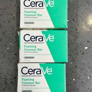 3 X CeraVe Foaming Cleanser Bar 1 Oz each. For Normal to Oily Skin